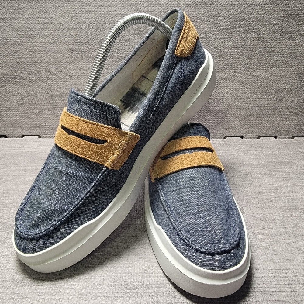 Cole Haan Grandpro Rally Penny Loafer Sneaker Womens 10 Blue Canvas Suede SlipOn